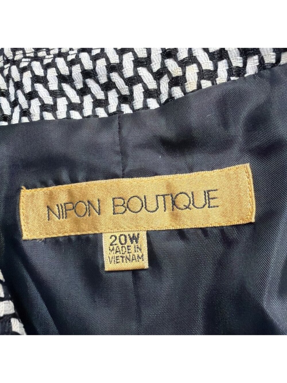 Nipon Boutique Womens Black & White Blazer JacketGeometric Pattern  Size 20W - Picture 7 of 8